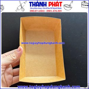 khay giấy đựng gà viên- khay giấy đồ ăn nhanh- bao bì giấy kraft- khay giấy ăn vặt