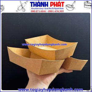 khay giấy đựng khoai tây chiên- khay giấy đựng gà viên- khay giấy đồ ăn nhanh-Khay giấy dùng một lần
