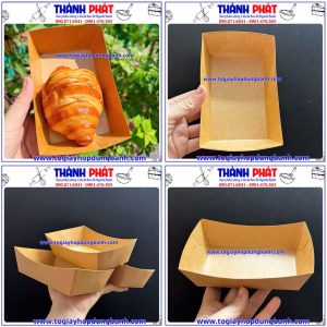 khay giấy kraft- khay thuyền trung- khay giấy takeaway- khay giấy đựng khoai tây chiên