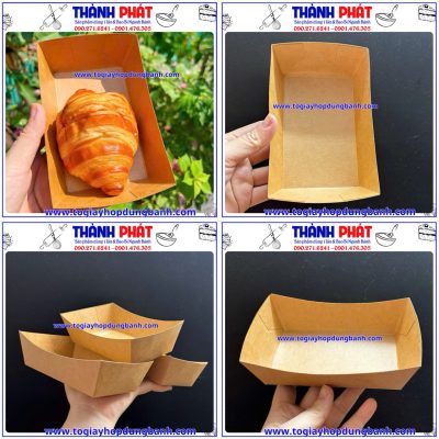 khay giấy kraft- khay thuyền trung- khay giấy takeaway- khay giấy đựng khoai tây chiên