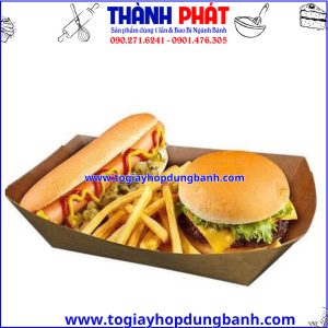 khay giấy kraft lớn- khay giấy takeaway- khay đựng đồ ăn nhanh- khay giấy đựng combo-khay giấy đựng khoai tây chiên