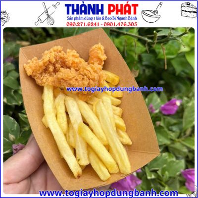khay giấy kraft mini- khay thuyền nhỏ,-khay giấy 8.5cm- khay giấy takeaway