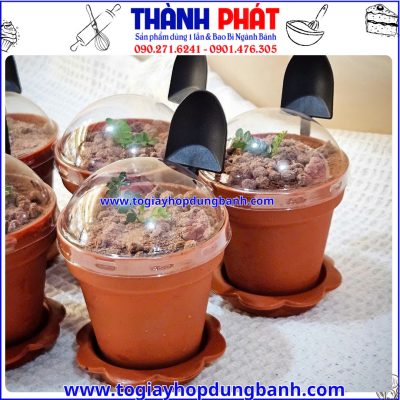 ly bánh kèm xẻng- ly dessert hình chậu cây- ly tiramisu dễ thương- ly nhựa đựng bánh- ly pudding đẹp- ly bánh online
