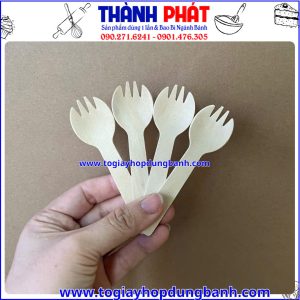 muỗng đầu nĩa gỗ 10cm- muỗng nĩa gỗ dùng 1 lần- muỗng gỗ mini ăn bánh- muỗng nĩa gỗ ăn mousse- muỗng nĩa gỗ tiramisu