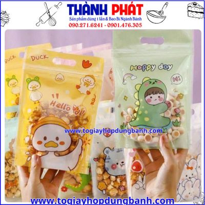 túi đựng bánh kẹo dễ thương- túi zip đựng bắp rang- túi đựng quà cho bé dễ thương- túi zip pastel-túi zip 15x23