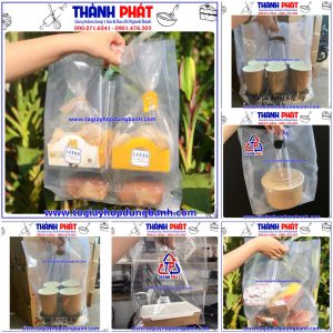túi hột xoài pp- túi đựng ly trà sữa- túi đựng khay 4 ly- túi đựng khay 6 ly