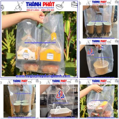 túi hột xoài pp- túi đựng ly trà sữa- túi đựng khay 4 ly- túi đựng khay 6 ly