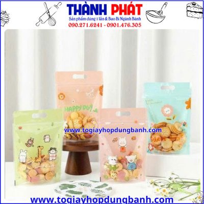 túi zip đựng bắp rang- túi đựng quà cho bé- túi zip pastel- túi đựng snack đẹp