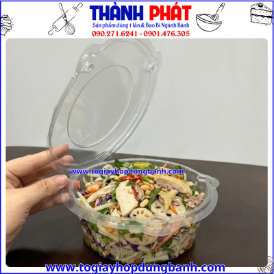 Hộp nhựa H150- hộp đựng salad nhỏ gọn- hộp đựng rau trộn- hộp đựng gỏi trộn- hộp salad nắp gập- hộp đựng trái cây cắt sẵn