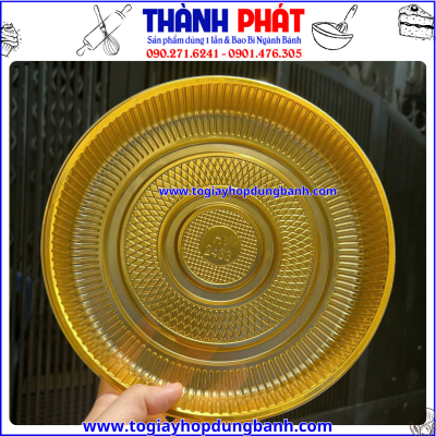 Khay tròn vàng đựng bánh trung thu 1,2kg -Túi Hàn miệng đựng bánh trung thu 1200g -Khay đựng bánh dẻo 1,2kg- Túi ép miệng bánh trung thu đẹp