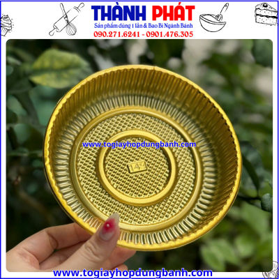 khay tròn vàng đựng bánh trung thu 300g- Túi hàn miệng bánh trung thu- Khay tròn vàng đựng bánh trung thu 300g -Túi bánh trung thu đẹp