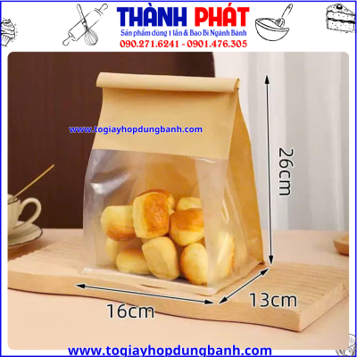 Túi gấp mí size lớn- Túi giấy gấp mí 22x11x28cm- Túi đựng bánh mì hoa cúc- Túi giấy đựng bánh ngọt- Túi giấy sandwich- Túi đựng bắp rang bơ