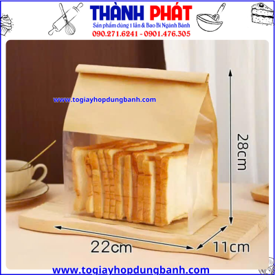 Túi gấp mí size lớn- Túi giấy gấp mí 22x11x28cm- Túi đựng bánh mì hoa cúc- Túi giấy cửa sổ trong suốt- Túi giấy sandwich- Túi đựng bắp rang bơ- Túi giấy thực phẩm