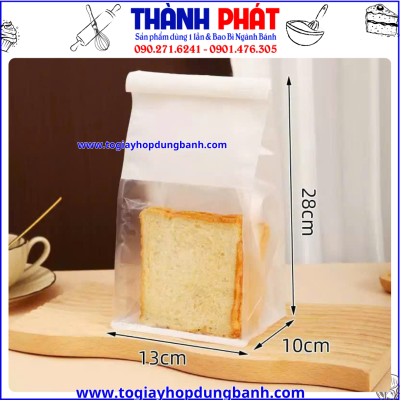 Túi gấp mí size lớn- Túi giấy gấp mí 22x11x28cm- Túi đựng bánh mì hoa cúc- Túi giấy đựng bánh ngọt- Túi giấy sandwich- Túi đựng bắp rang bơ