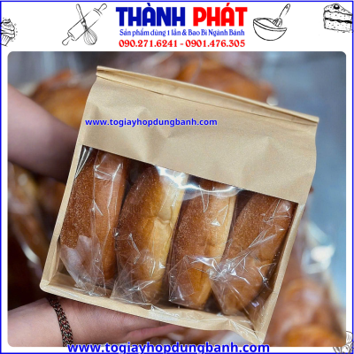 Túi gấp mí size lớn- Túi giấy gấp mí 22x11x28cm- Túi đựng bánh mì hoa cúc- Túi giấy cửa sổ trong suốt- Túi giấy sandwich- Túi đựng bắp rang bơ- Túi giấy thực phẩm
