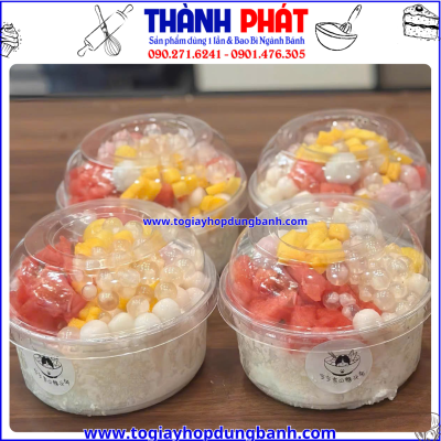 Hộp W117-12 nắp cầu- Hộp nhựa đựng bánh mousse- Hộp đựng dessert trong suốt- Hộp đựng tiramisu- Hộp đựng trái cây cắt sẵn