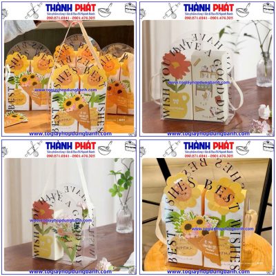 Túi  mica đựng quà Best Wisher - Túi đựng  quà 20/10 xinh đẹp - Túi mica quai xách trong suốt - Túi quai xách đựng quà 20/11