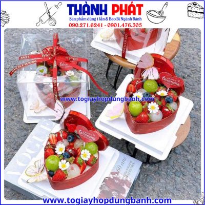 Hộp bánh kem mica 15x15x15cm - Hộp bánh sinh Nhật mica trong suốt - Hộp mica đựng hộp thiếc tim - Hộp mica trong suốt đựng set bánh mix vị - Hộp đựng bánh kem tặng 20/10, 20/11