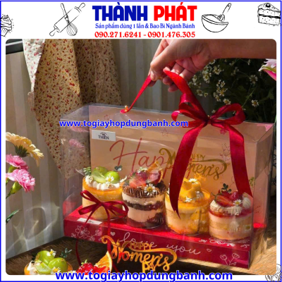 Hộp mica Happy Day đựng yến chưng - Hộp mica đựng quà trái cây - Hộp mica đựng set bánh mousse - Hộp mica Happy Day đựng quà Noel - Hộp đựng set bánh lạnh làm quà sinh nhật