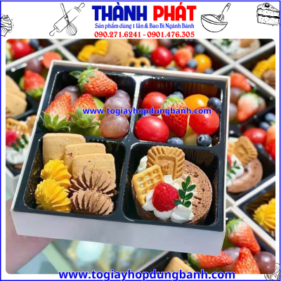 Hộp HS1818 đựng bánh ngọt làm quà siêu xịn - Hộp 4 ngăn đựng mousse tặng bạn gái - Hộp đựng bánh quà tặng 20/10 - Hộp 4 ngăn HS1818 đựng socola quà Valentine.