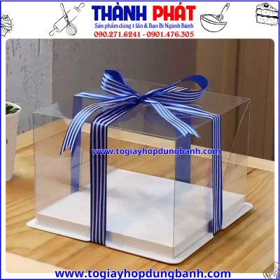 Hộp vuông 2 chi tiết 1 tầng 21.5cm x 21.5cm x 18cm - Hộp đựng bánh kem sinh nhật - Hộp vuông 2 chi tiết 1 tầng đựng set bánh mix vị quà tặng - Hộp vuông trong suốt đựng gấu và hoa quà tặng