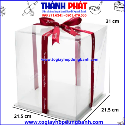 Hộp vuông 2 chi tiết 3 tầng - Hộp vuông trong suốt đựng bánh kem sinh nhật - Hộp vuông 2 chi tiết 3 tầng đựng set bánh lạnh mix vị- Hộp vuông trong suốt đựng gấu và hoa làm quà 20/10