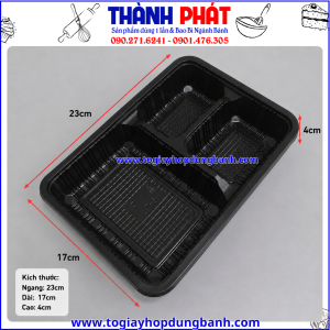 Hộp nhựa HT88- hộp cơm 3 ngăn HT88- hộp nhựa đế đen- hộp cơm đế đen nắp trong- hộp cơm takeaway