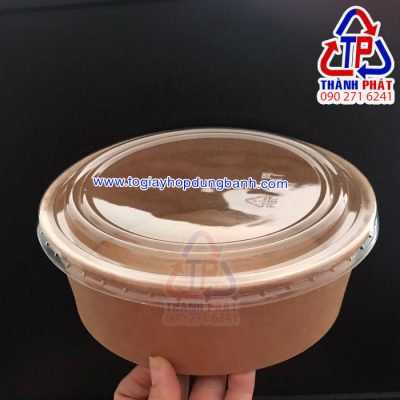 tô giấy kraft 1300ml - tô giấy đựng salad 1300ml - tô giấy kraft đựng bánh bông lan trứng muối