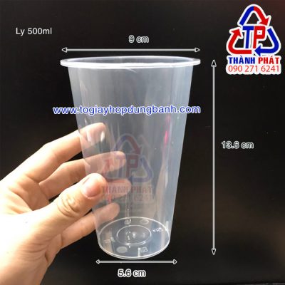 Ly nhựa cứng 500ml - Ly nhựa cứng nắp tim 500ml - Ly 500ml nút tim đỏ