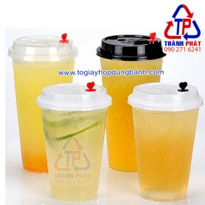 Ly nhựa cứng 500ml - Ly nhựa cứng nắp tim 500ml - Ly 500ml nút tim đỏ