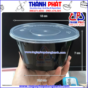 Thố nhựa đen 750ml dùng đựng chè khúc bạch- Thố nhựa đen 750ml dùng đựng trái cây tô -Thố nhựa đen 750ml dùng đựng mì trộn -Thố nhựa đen 750ml dùng đựng hủ tiếu