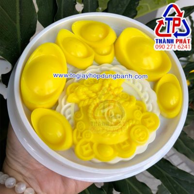 Hộp nhựa H24 thấp - Hộp nhựa H24 đựng bánh bông lan 14cm - Hộp đựng rau câu  Hộp nhựa H24 thấp đựng rau câu thỏi vàng