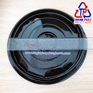 Hộp nhựa tròn đế đen đựng bánh 16cm - hộp nhựa H25 cao đế đen