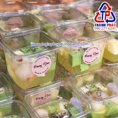 Hộp nhựa B10-8 - Hộp nhựa đựng rau câu vuông trong - Hộp đựng tiramisu - Hộp đựng bánh mousse 