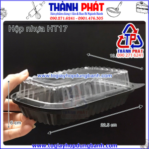 Hộp nhựa HT17 - Hộp HT17 1 ngăn - Hộp nhựa đế đen HT17 - Hộp đựng sushi HT17