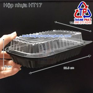 Hộp nhựa HT17 - Hộp HT17 1 ngăn - Hộp nhựa đế đen HT17 - Hộp đựng sushi HT17