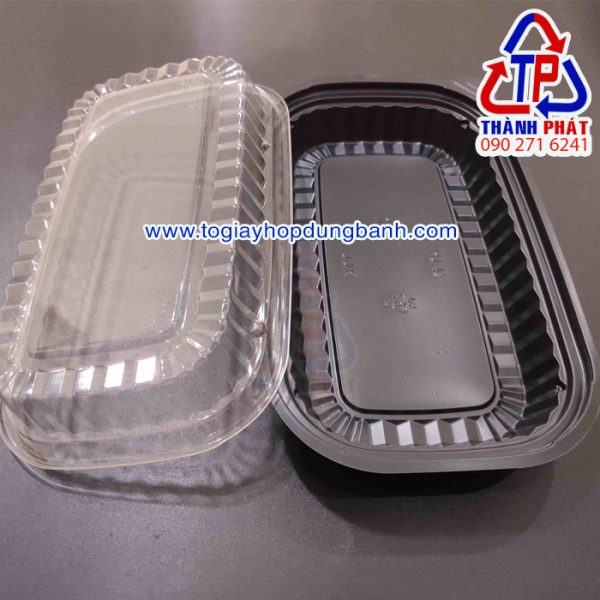 Hộp nhựa HT17 - Hộp HT17 1 ngăn - Hộp nhựa đế đen HT17 - Hộp đựng sushi HT17