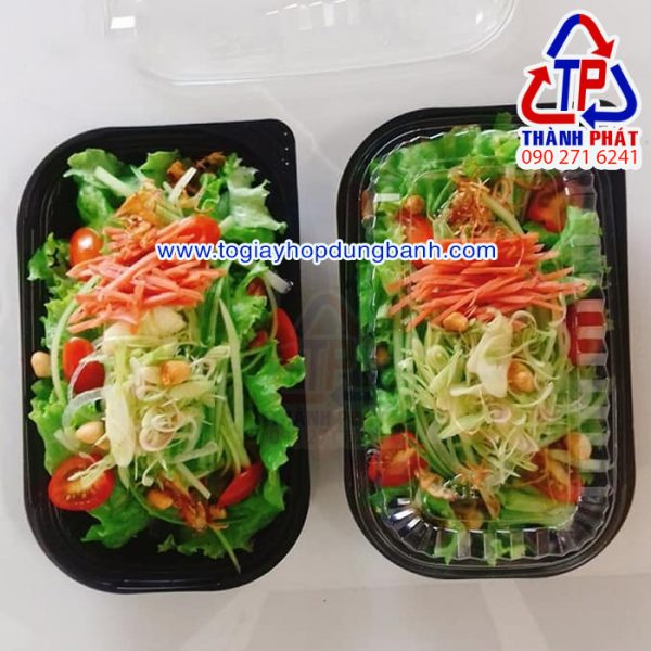 Hộp nhựa HT17 - Hộp HT17 1 ngăn - Hộp nhựa đế đen HT17 - Hộp đựng sushi HT17