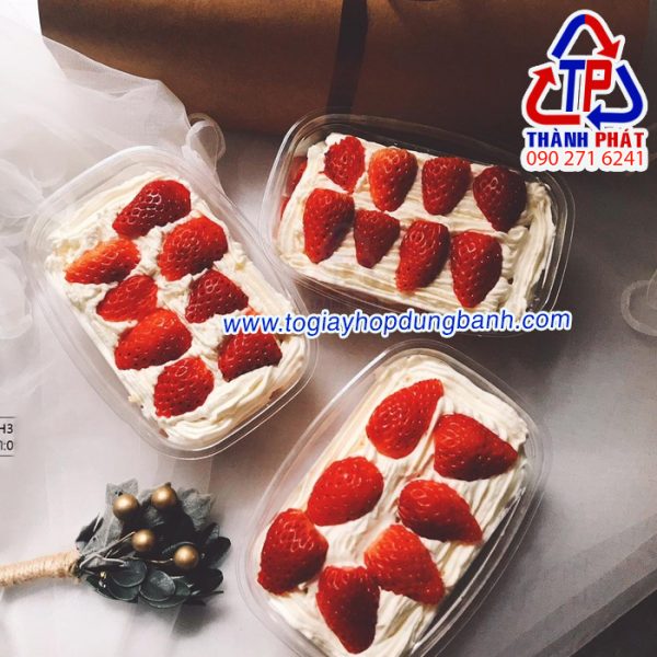 Hộp nhựa PET XY092 - Hộp trong XY092 - Hộp chữ nhật đựng bánh tiramisu, mousse, yaourt, Panna Cotta