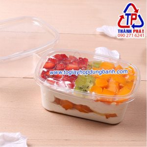 Hộp nhựa PET XY092 - Hộp trong XY092 - Hộp chữ nhật đựng bánh tiramisu, mousse, yaourt, Panna Cotta