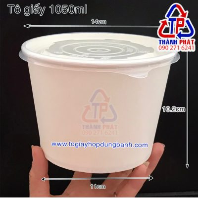 Tô giấy có nắp đựng thức ăn nóng lạnh - Tô giấy đựng hủ tiếu- tô giấy đựng phở - tô giấy 36oz