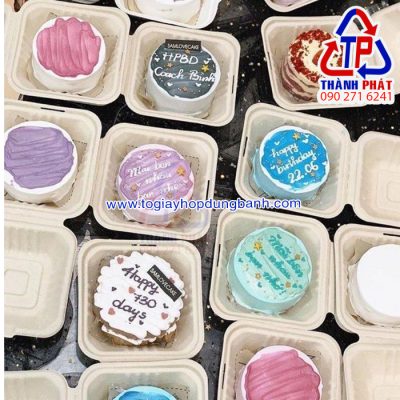 Hộp bã mía vuông đựng bánh kem mini - Hộp bã mía đựng bánh bento cake 