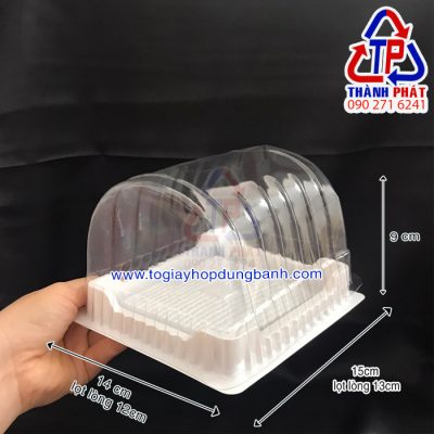 Hộp nhựa đựng bánh bông lan cuộn H22 - Hộp đựng bánh bông lan cuộn lớn ngắn