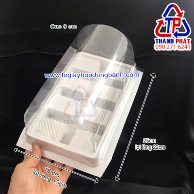 Hộp H72 đựng bánh bông lan cuộn lớn - Hộp nhựa H72 đựng bánh khúc cây noel