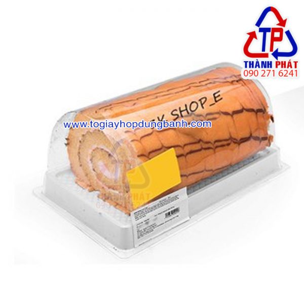 Hộp H72 đựng bánh bông lan cuộn lớn - Hộp nhựa H72 đựng bánh khúc cây noel