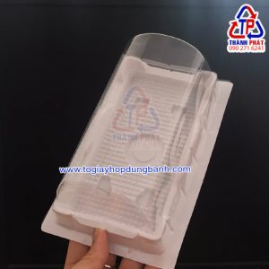 Hộp đựng bánh bông lan cuộn H19 - Hộp nhựa đế trắng H19 - Hộp nhựa H19