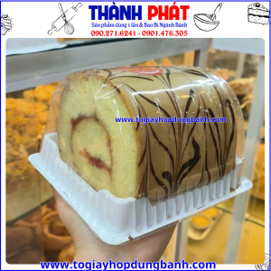 Hộp nhựa đựng bánh bông lan cuộn H22 - Hộp đựng bánh bông lan cuộn lớn ngắn