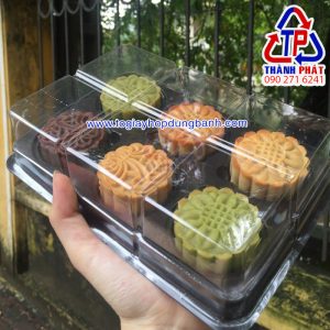 Hộp nhựa đựng 6 bánh trung thu mini FG332 - Hộp đựng bánh mochi 6 ngăn FG332