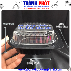 Hộp nhựa vuông đế đen HT12 dùng đựng xôi- Hộp nhựa vuông HT12 dùng đựng bánh su -Hộp nhựa vuông HT12 dùng đựng cà chua bi