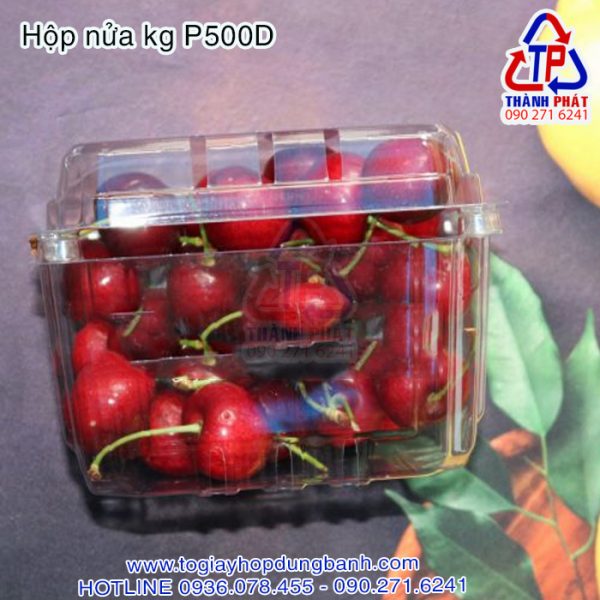 Hộp P500D - Hộp nhựa đựng nửa kg - Họp đựng 0.5kg trái cây